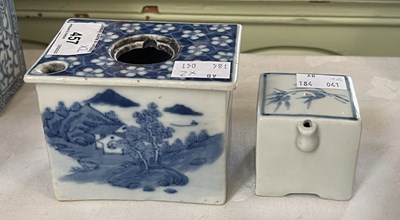 Lot 457 - A Chinese porcelain blue and white rectangular...