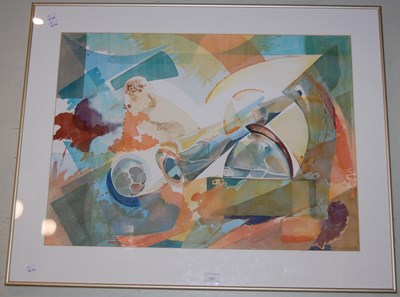 Lot 791 - A watercolour abstract, indistinctly signed...