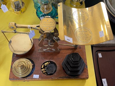 Lot 490 - An antique brass and mahogany Inland Parcel...