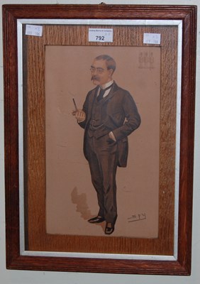 Lot 792 - Two framed Spy prints together with a framed H....