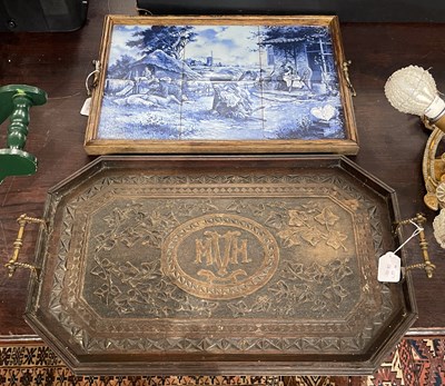 Lot 505 - A late 19th century chip carved octagonal twin...