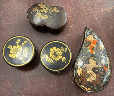 Lot 512 - A Kasmir tear shaped lacquer box and cover,...