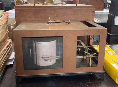 Lot 519 - A copper, brass and metal barograph, 30cm long,...