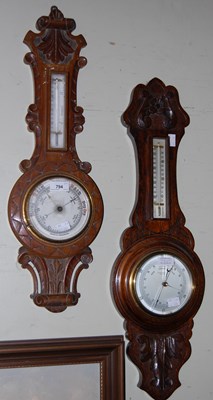 Lot 794 - A carved mahogany mercury filled barometer...