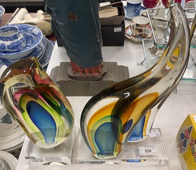 Lot 535 - Two mid century clear and coloured glass...