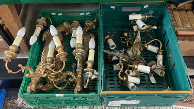 Lot 578 - Two boxes - assorted wall lights comprising...