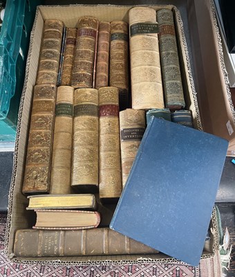 Lot 579 - Box - assorted antique leather bound books to...