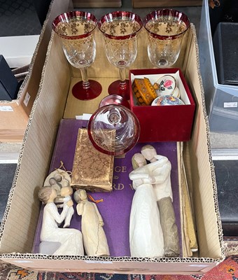 Lot 581 - Box - assorted items to include four clear,...