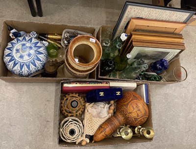 Lot 589 - Three boxes - assorted household items to...