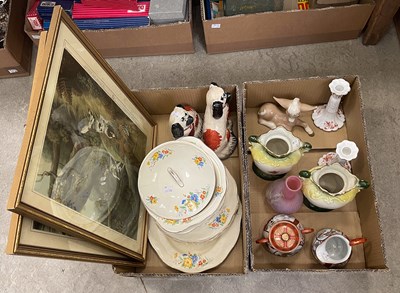 Lot 605 - Two boxes - assorted ceramics, glass ware and...
