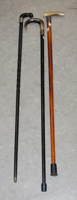 Lot 608 - Two silver mounted horn handled walking canes;...