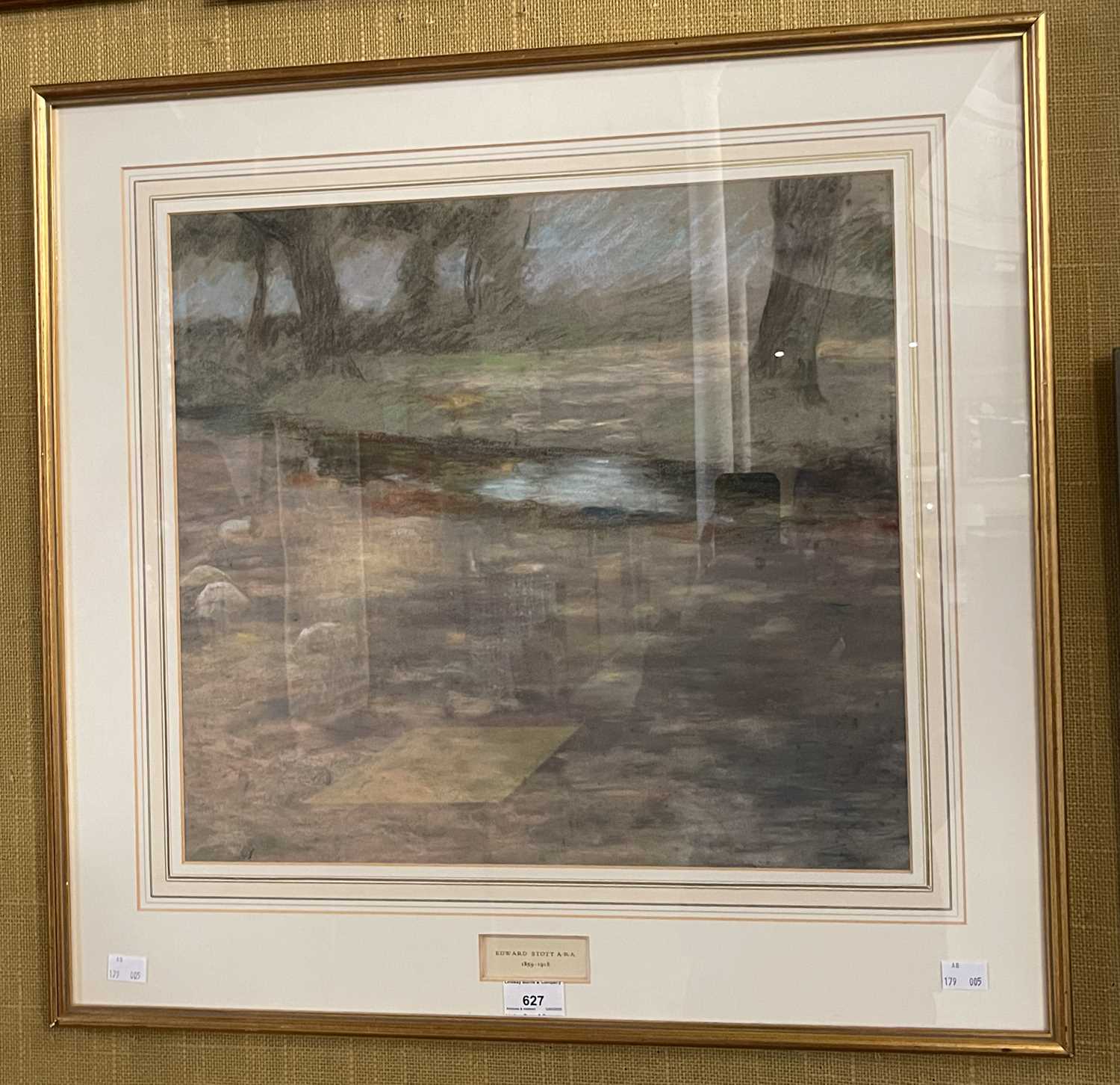 Lot 627 - Edward Stott ARA (1859-1918) Woodland Stream...