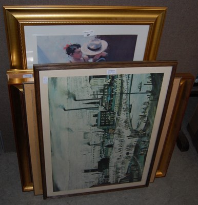 Lot 801 - A group of five decorative pictures and prints...