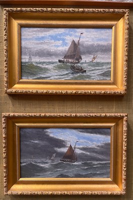 Lot 646 - F. E. Jamieson  
Stormy seas with fishing...