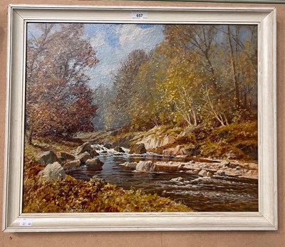 Lot 657 - Tom Campbell (1865-1943) 
Autumnal river scene...