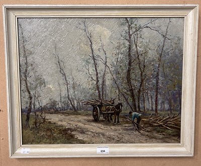 Lot 656 - Tom Campbell (1865-1943) 
Woodland scene with...