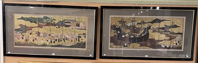Lot 679 - Two large framed prints, one depicting a...