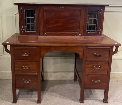 Lot 709 - An Art Nouveau mahogany leaded glass and...