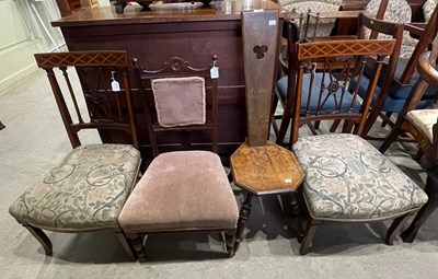Lot 710 - A pair of mahogany and satinwood inlaid...