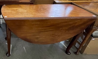 Lot 722 - A 19th century mahogany drop-leaf dining table,...