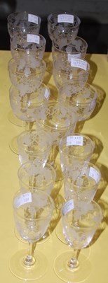 Lot 479D - A collection of vine etched glass ware to...