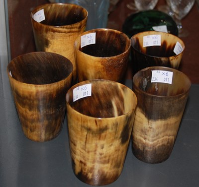Lot 569B - A group of six various horn tapering beakers,...