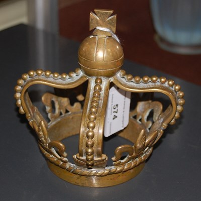 Lot 574 - A cast brass coronet finial for a ceremonial...