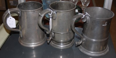 Lot 569A - An 18th century pewter quart tankard engraved...