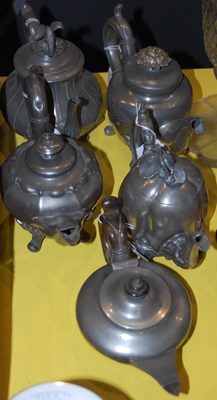 Lot 568D - Five Britannia metal small afternoon teapots...