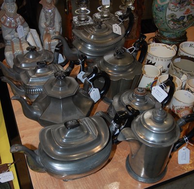 Lot 570 - A Britannia metal cylindrical coffee pot with...