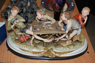 Lot 570H - A large Capodimonte figural group, 'The Card...