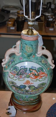 Lot 570B - A Chinese porcelain ‘Moon vase’ lamp base,...