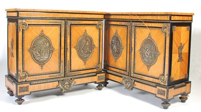 Lot 39 - A pair of late 19th century Kingwood, ebonised...
