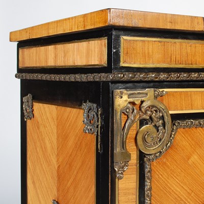 Lot 39 - A pair of late 19th century Kingwood, ebonised...