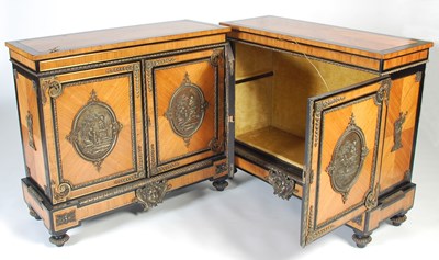 Lot 39 - A pair of late 19th century Kingwood, ebonised...