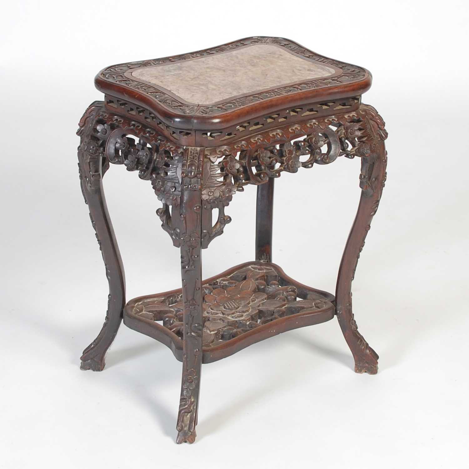 Lot 2 - An unusual Chinese darkwood urn stand, late...