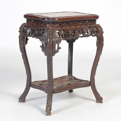 Lot 2 - An unusual Chinese darkwood urn stand, late...