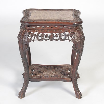 Lot 2 - An unusual Chinese darkwood urn stand, late...