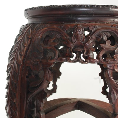Lot 35 - A Chinese darkwood urn stand, late Qing...