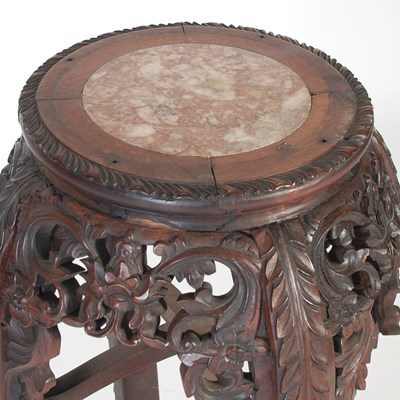 Lot 35 - A Chinese darkwood urn stand, late Qing...
