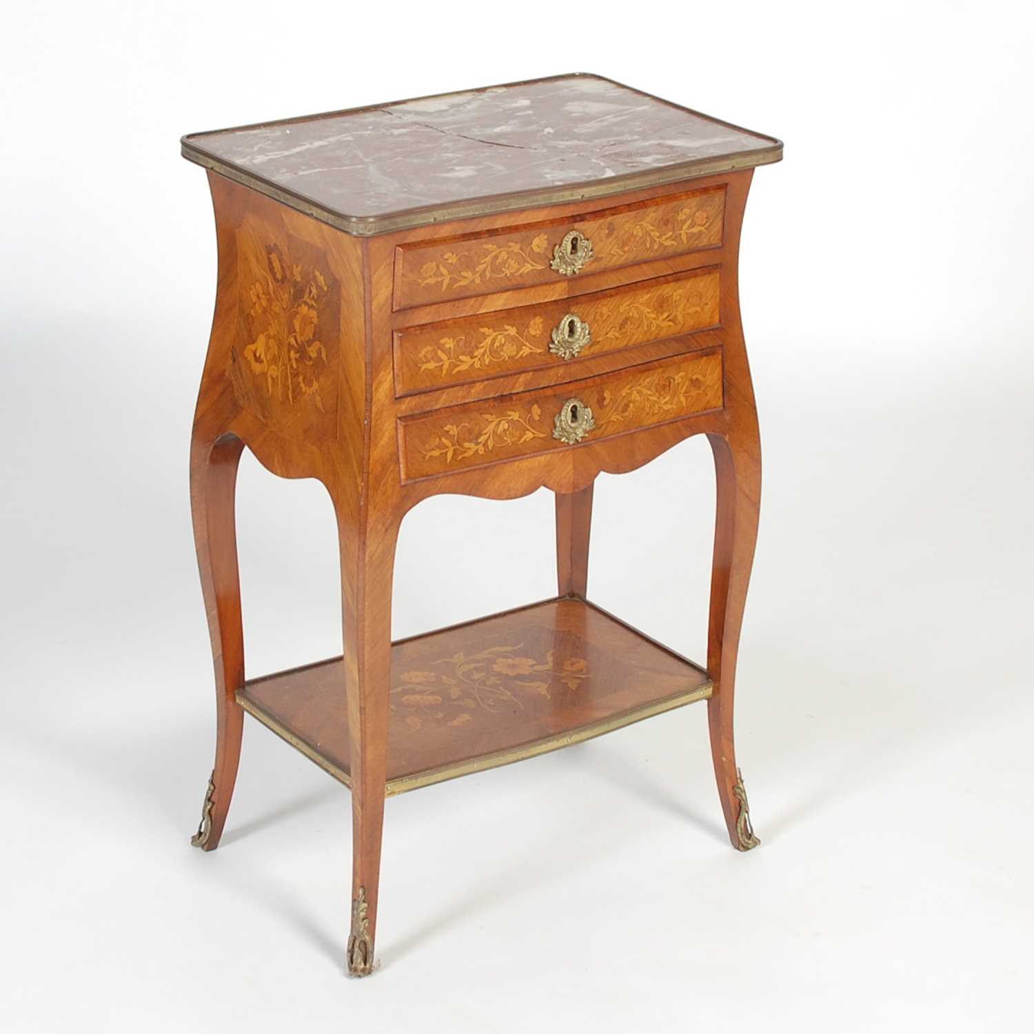 Lot 17 - A late 19th century French Kingwood, marquetry...