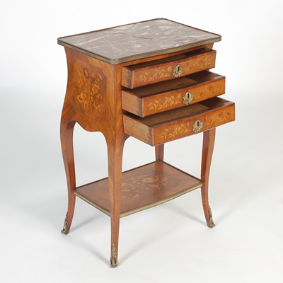Lot 17 - A late 19th century French Kingwood, marquetry...