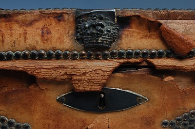 Lot 11 - A 19th century trunk by Seabrook, in leather...