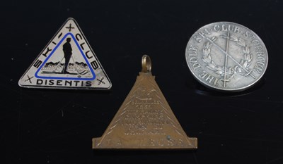 Lot 642 - An Art Deco white metal and enamel triangular...