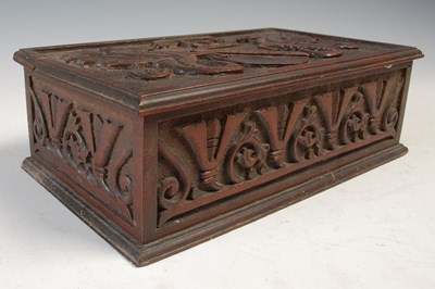 Lot 223 - A carved wood cigar box, with ‘Bedu’ gaming...