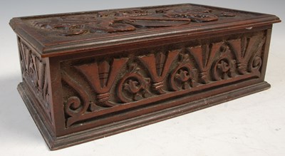 Lot 223 - A carved wood cigar box, with ‘Bedu’ gaming...