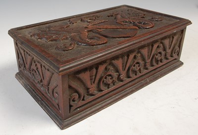 Lot 223 - A carved wood cigar box, with ‘Bedu’ gaming...