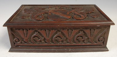 Lot 223 - A carved wood cigar box, with ‘Bedu’ gaming...