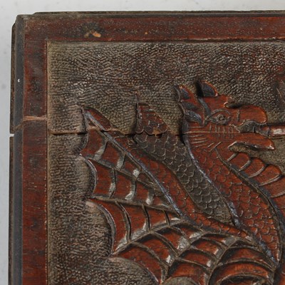 Lot 223 - A carved wood cigar box, with ‘Bedu’ gaming...