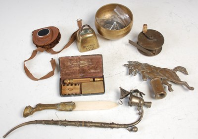 Lot 252 - A brass & horn fishing reel; an early American...